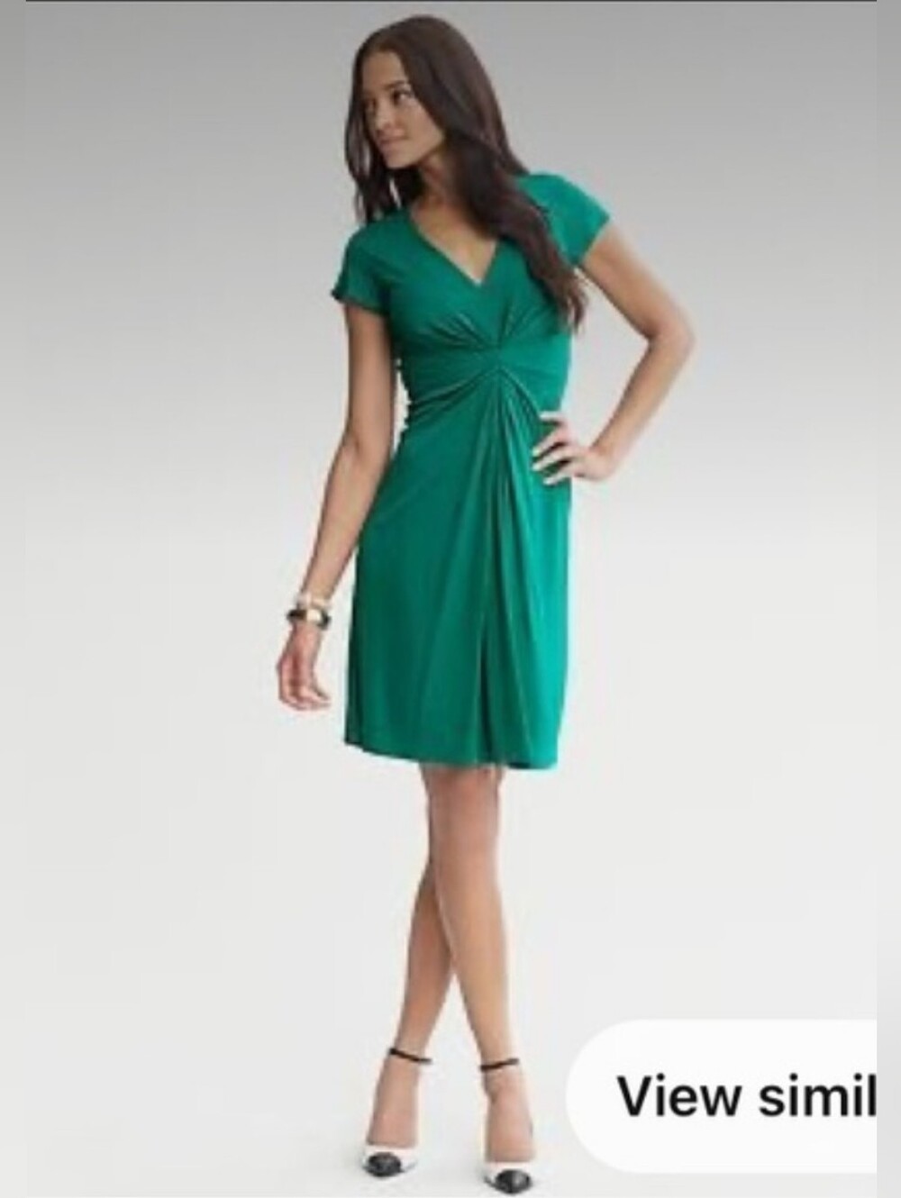 Issa London Banana Republic Emerald Green Twist-Front V-Neck Dress